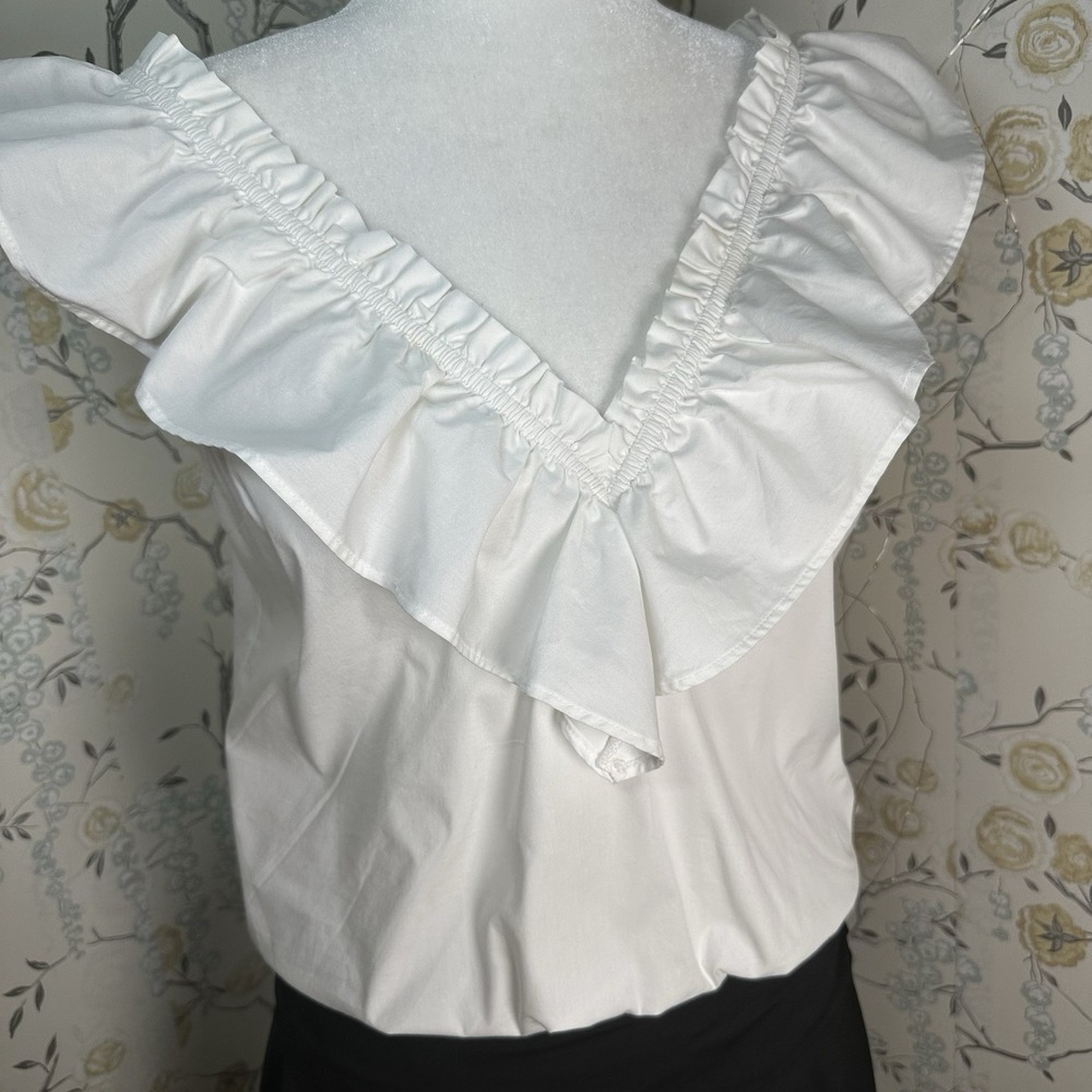 Express Bodysuit Women's‎ Sz M Cotton Blend Ruffles Off Shoulders Sleeveless